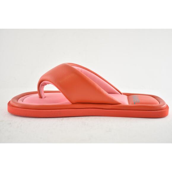 Chanel 22P Pink Red Lambskin Padded Pool Thong Logo Mule Slide Flat Sandal 37 - Picture 10 of 16